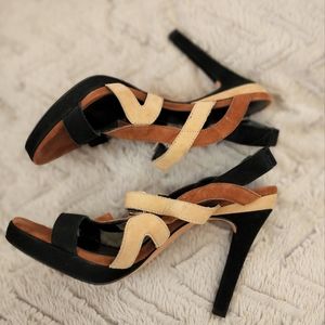 REBECCA MINKOFF SUEDE STRAPPY PUMPS